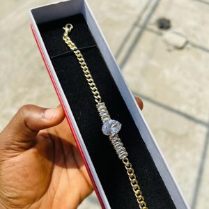 Chain oval Cz bracelet (gold
