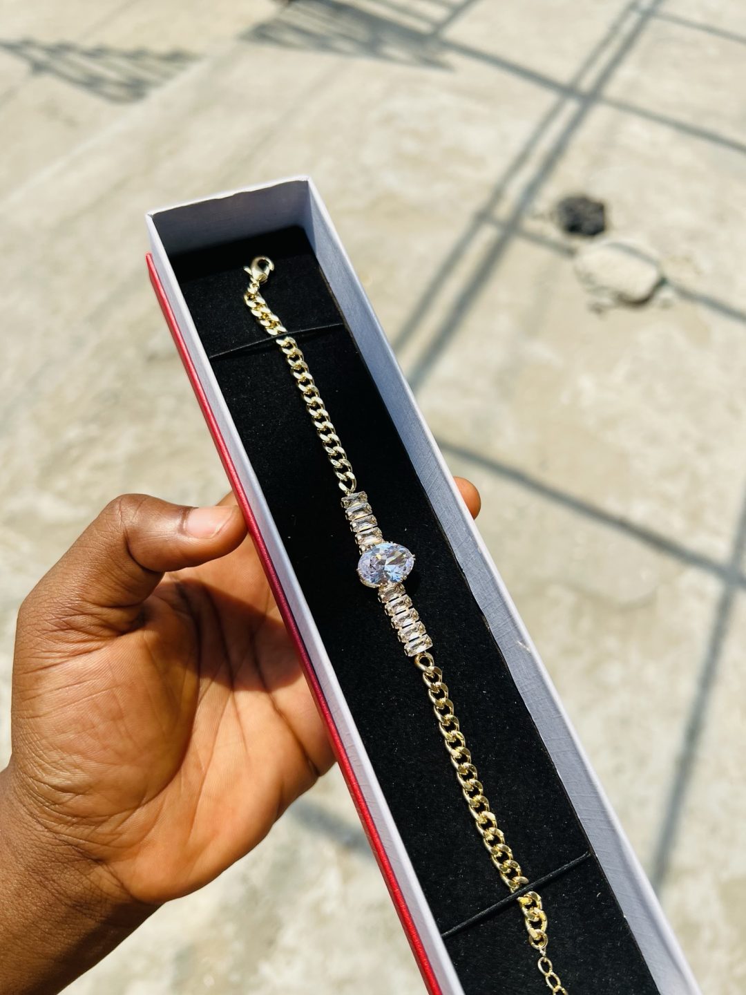 Chain oval Cz bracelet (gold - Image 2