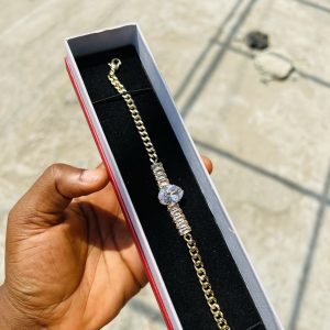 Chain oval Cz bracelet (gold