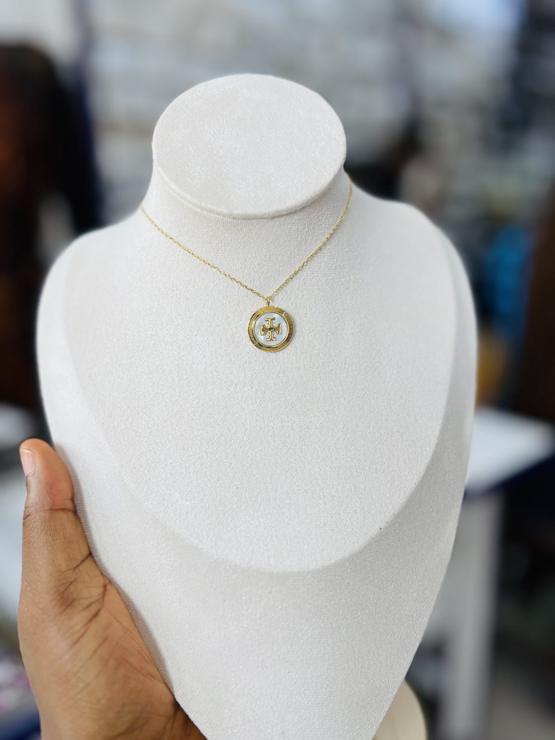 White Tory Burch steel necklace