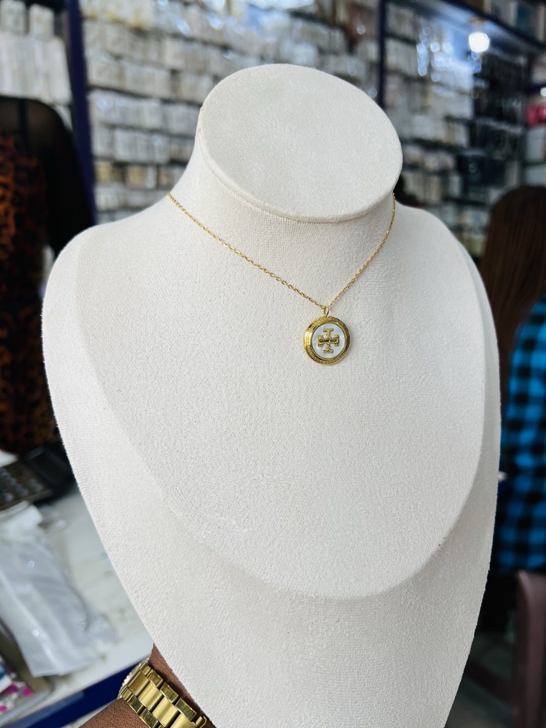 White Tory Burch steel necklace - Image 3