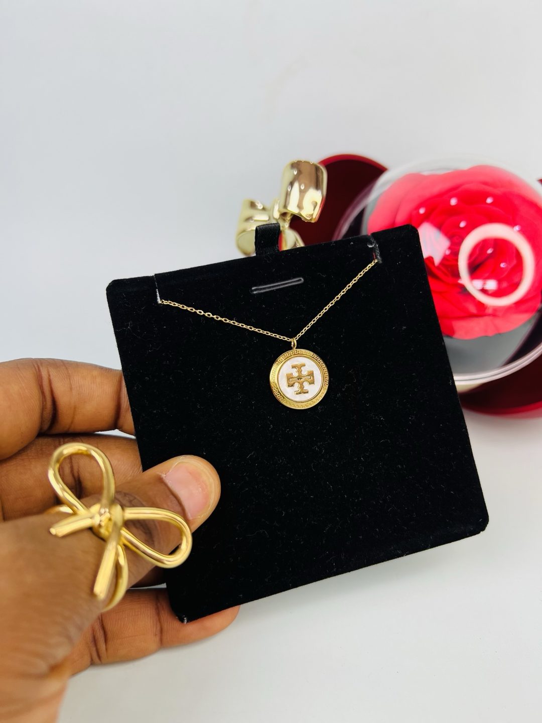 White Tory Burch steel necklace - Image 2