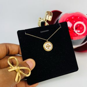 White Tory Burch steel necklace