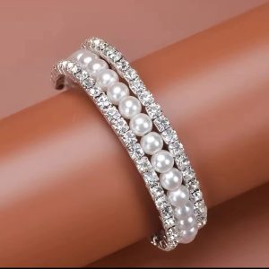 Fashion silver pearl bangle