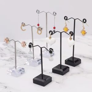 3 set earring stands black