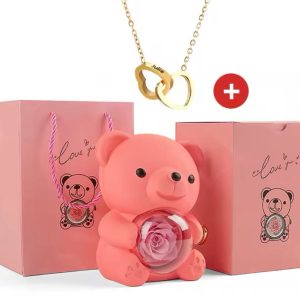Pink rose Teddy box