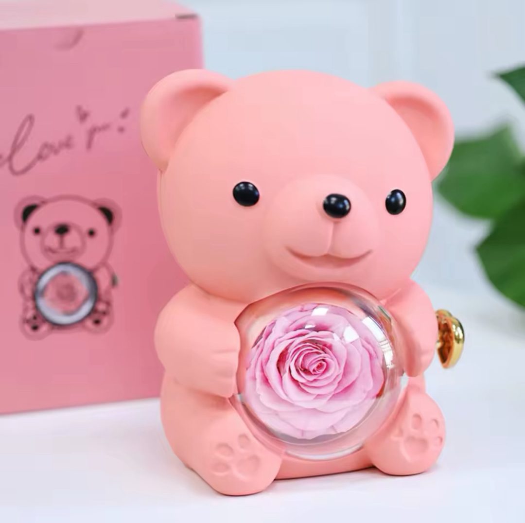 Pink rose Teddy box