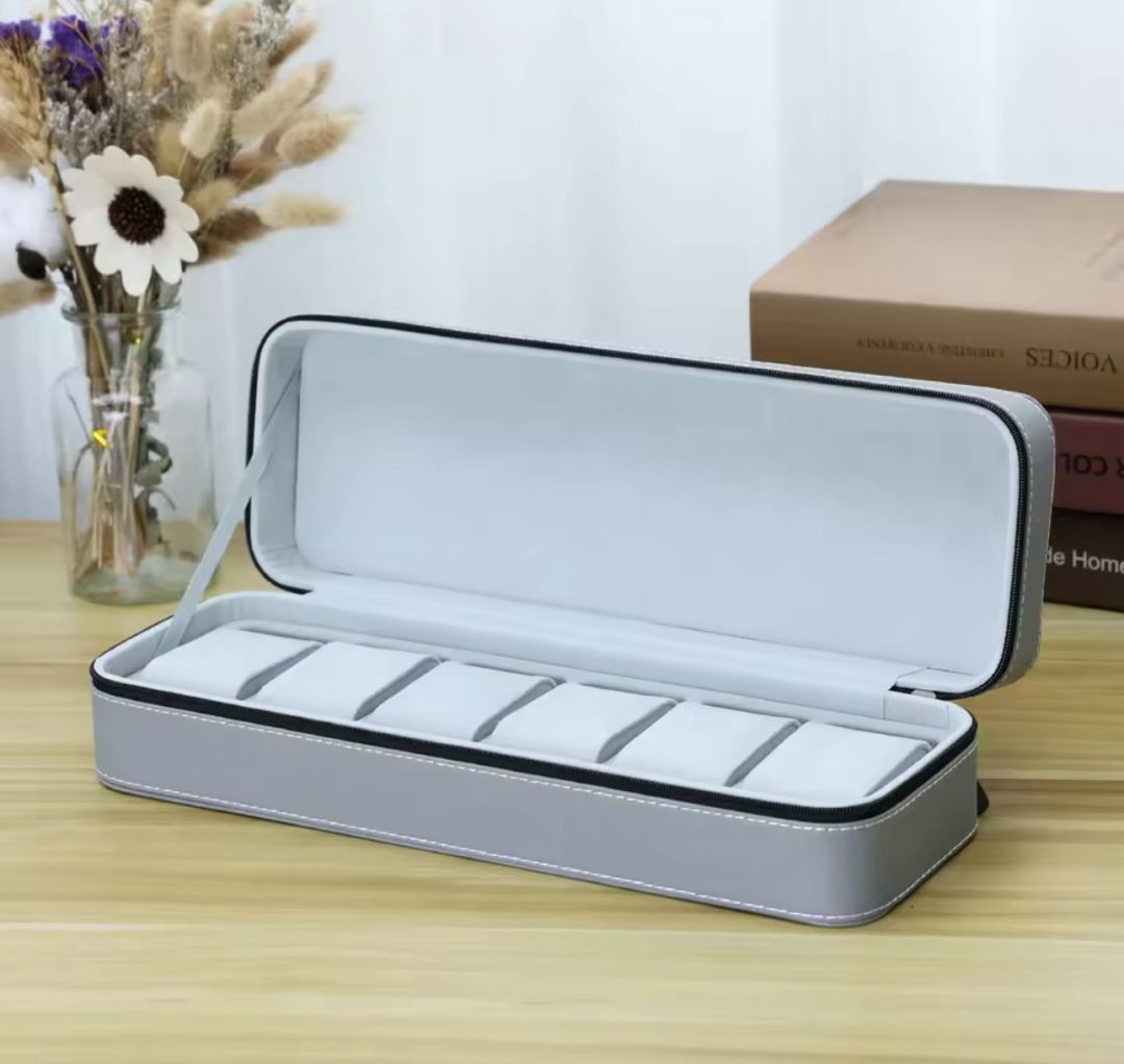 Leather 6 watch organizer grey - Image 2