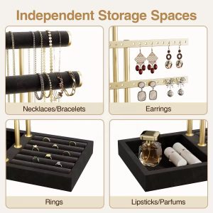 Triple step jewelry black organizer