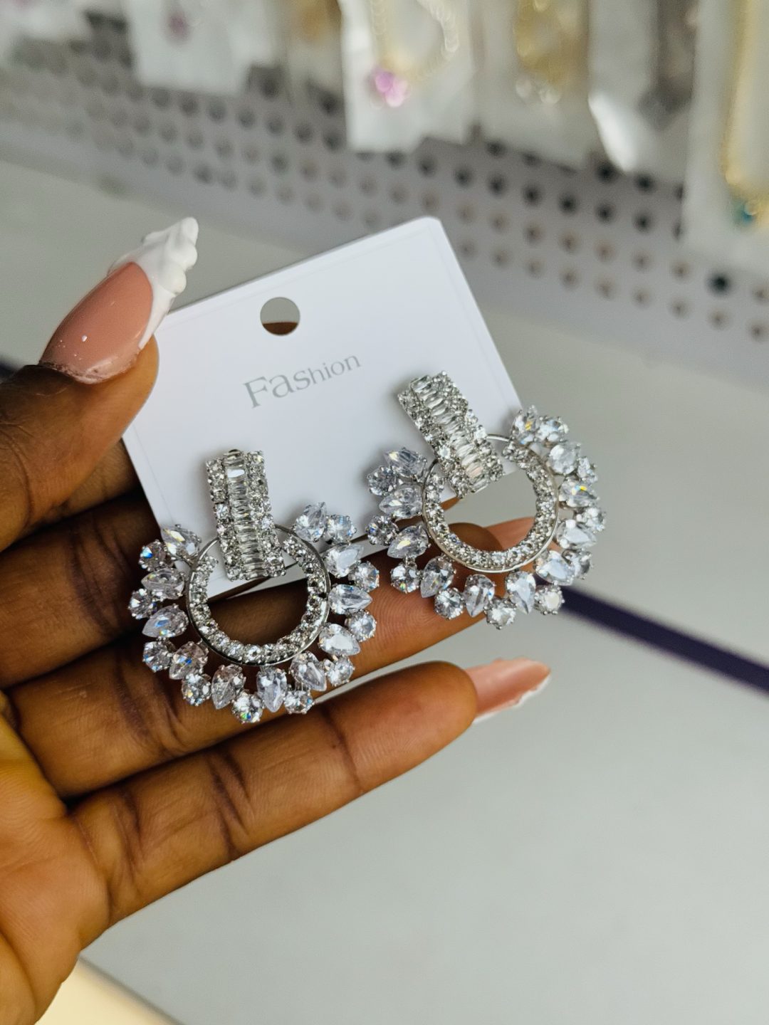 Silver pear statement earrings - Image 5