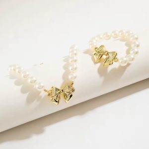 Fashion urban bow tie pearl set