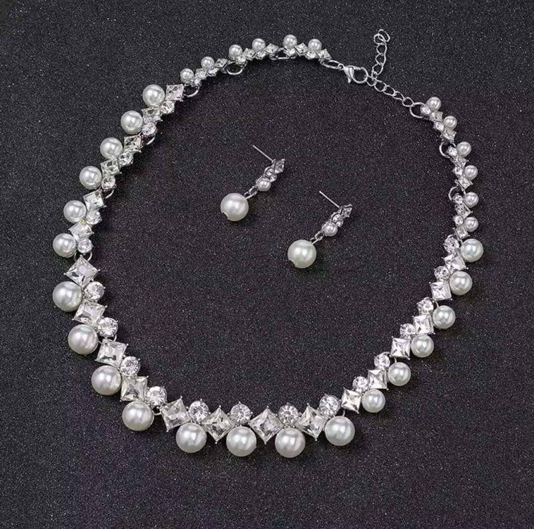 Crystal pearl ball set silver - Image 3