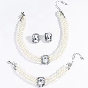 White 3 pearl square set