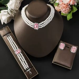 Pink 3 line pearl sets