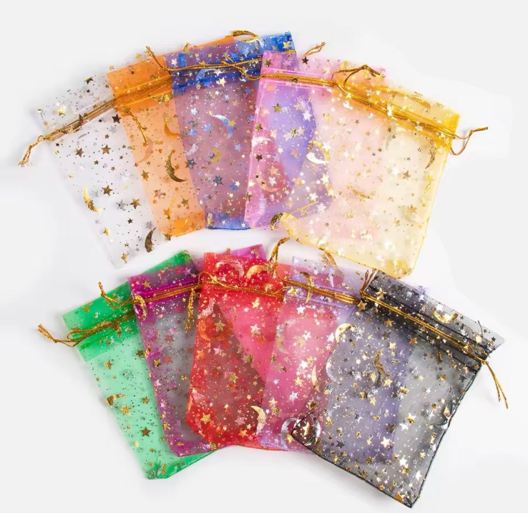 Organza medium star bags gold color 100pcs - Image 5