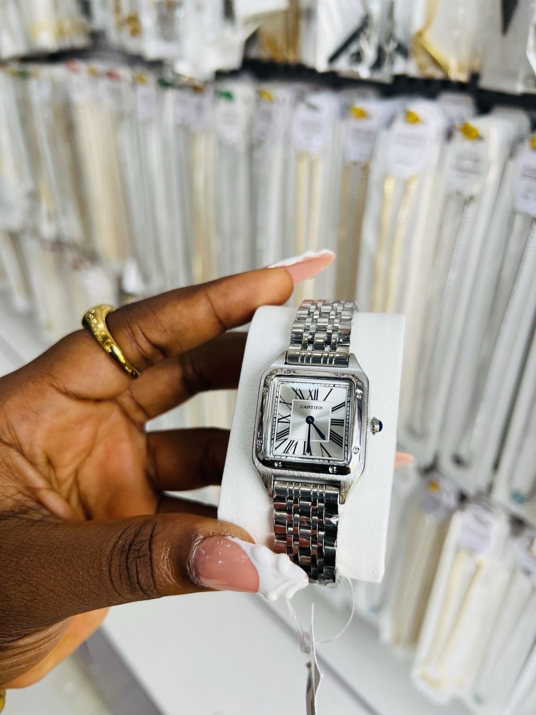 Cartier male tank silver white face watch - Image 2