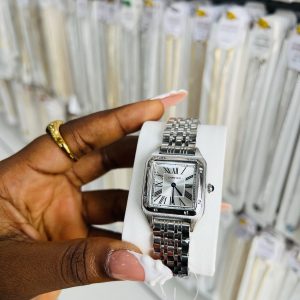 Cartier male tank silver white face watch