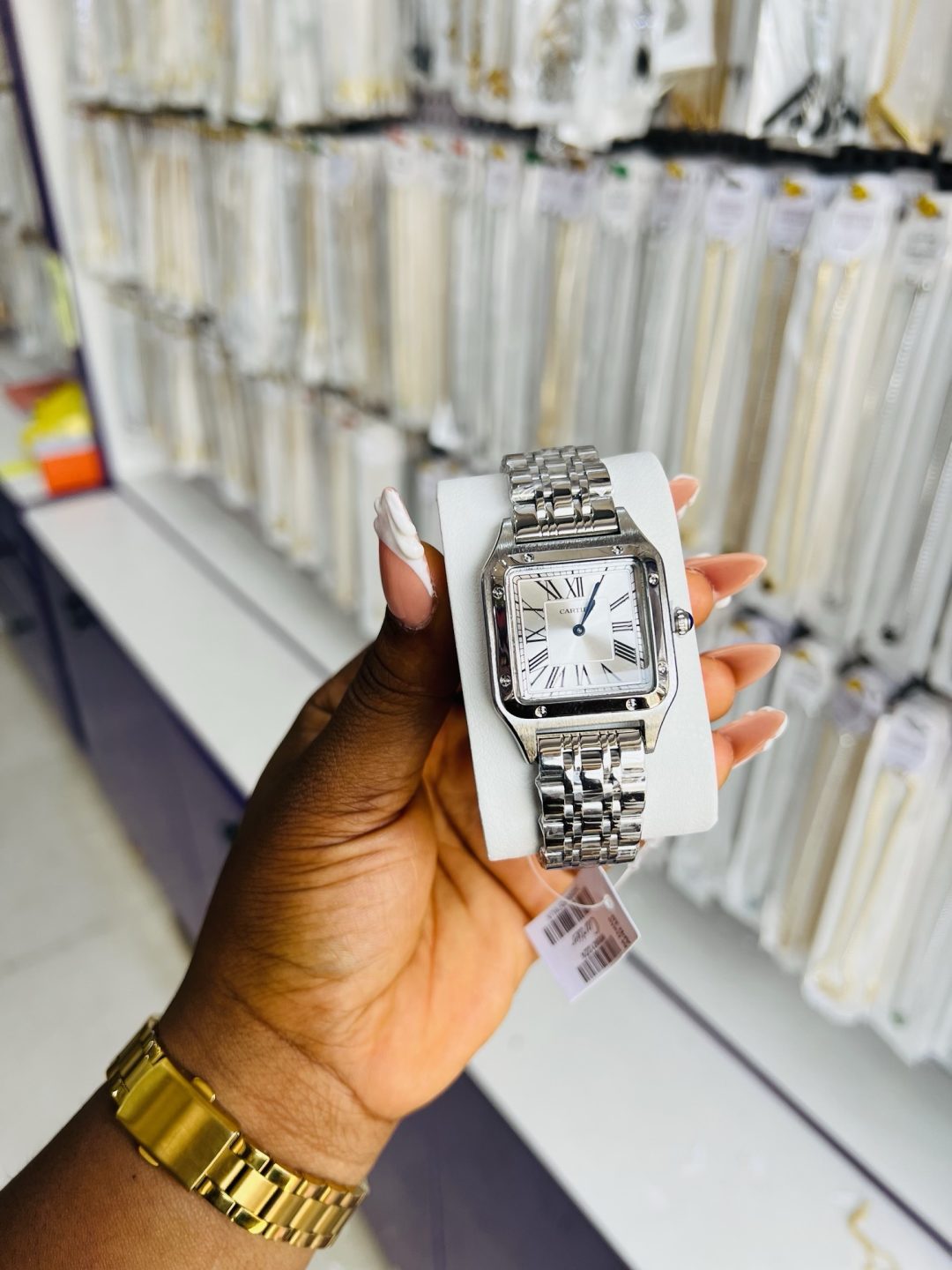 Cartier male tank silver white face watch - Image 3