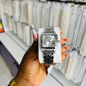Cartier male tank silver white face watch
