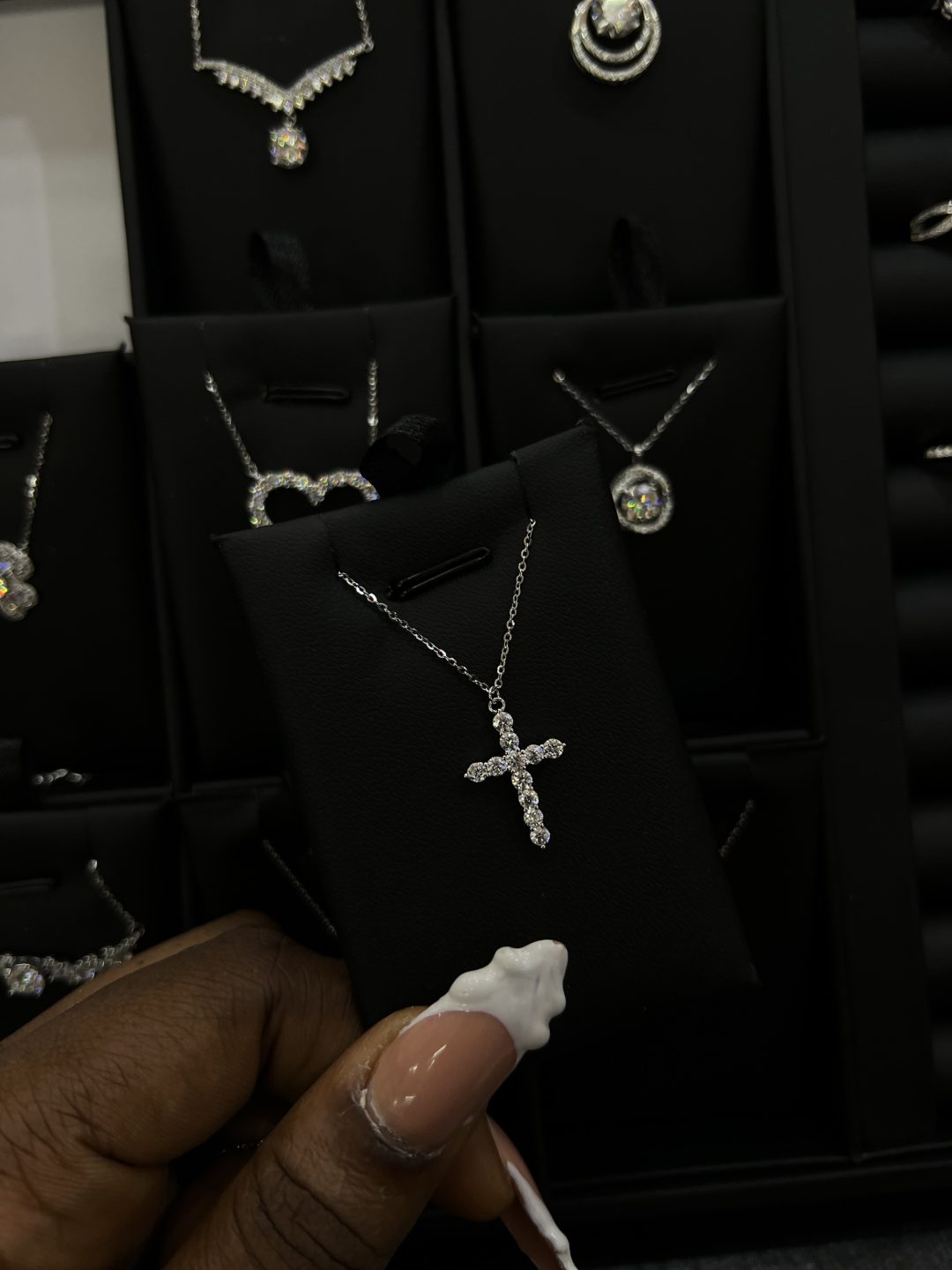 Cross moissanite necklace