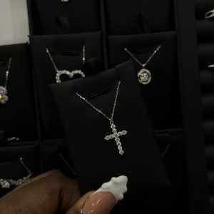 Cross moissanite necklace