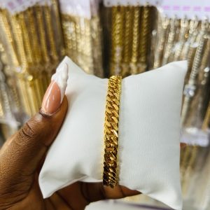 Gold replica brush Cuban bracelet (medium)