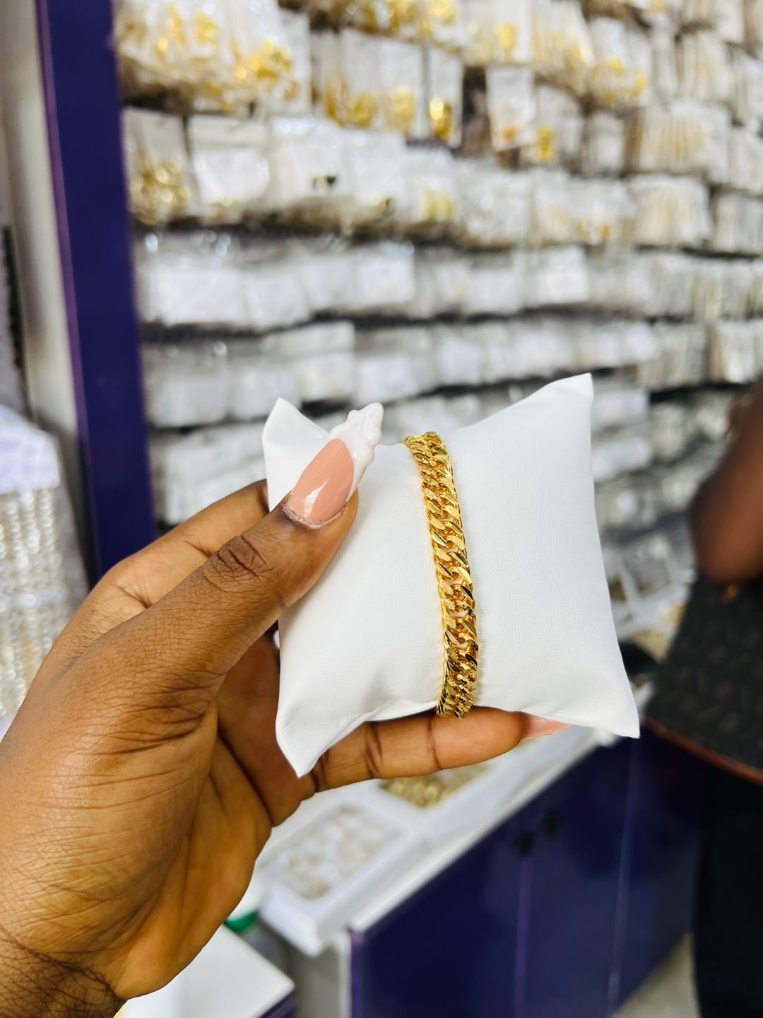 Gold replica brush Cuban bracelet (medium)
