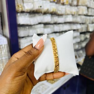 Gold replica brush Cuban bracelet (medium)