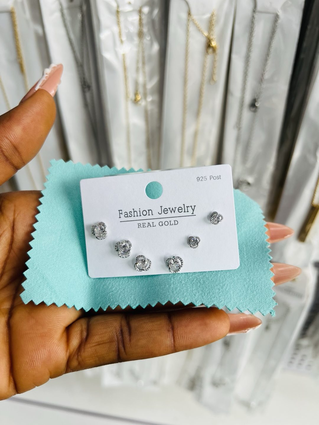 Zirconia  3 in 1 earrings - Image 2
