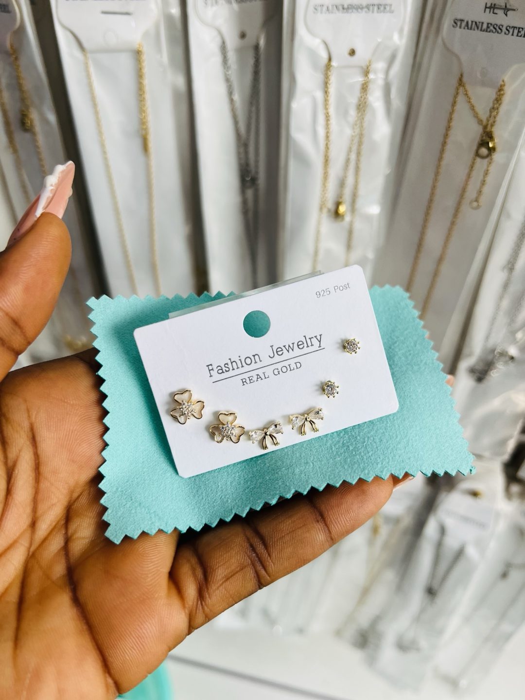 Zirconia 3 in 1 earrings - Image 2