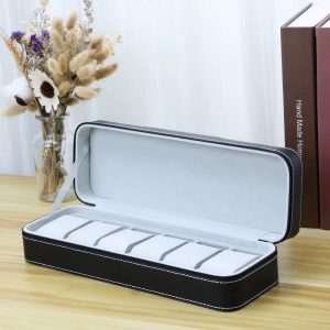 Black Leather 6 watch organizer