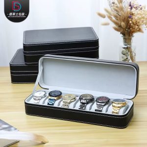 Black Leather 6 watch organizer