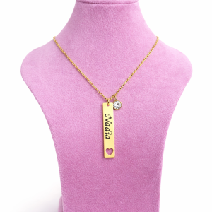 Loveth Engraved female necklace with gemstone