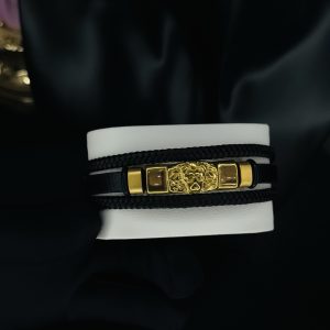 Male black leather bracelet 019