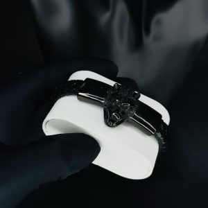 Male leather black bracelet 002