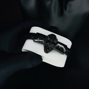 Male leather black bracelet 002