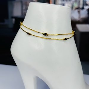 Double square gold anklet