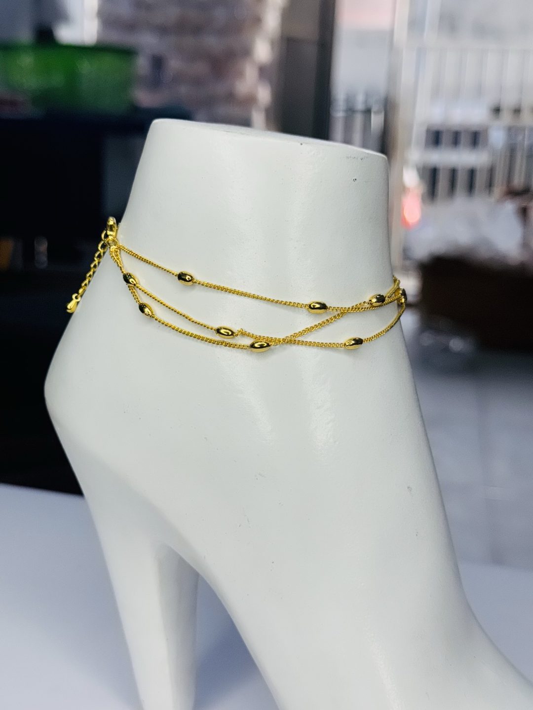 3 step gold anklet