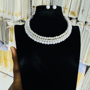 Silver Pearl stoned fashion bead set