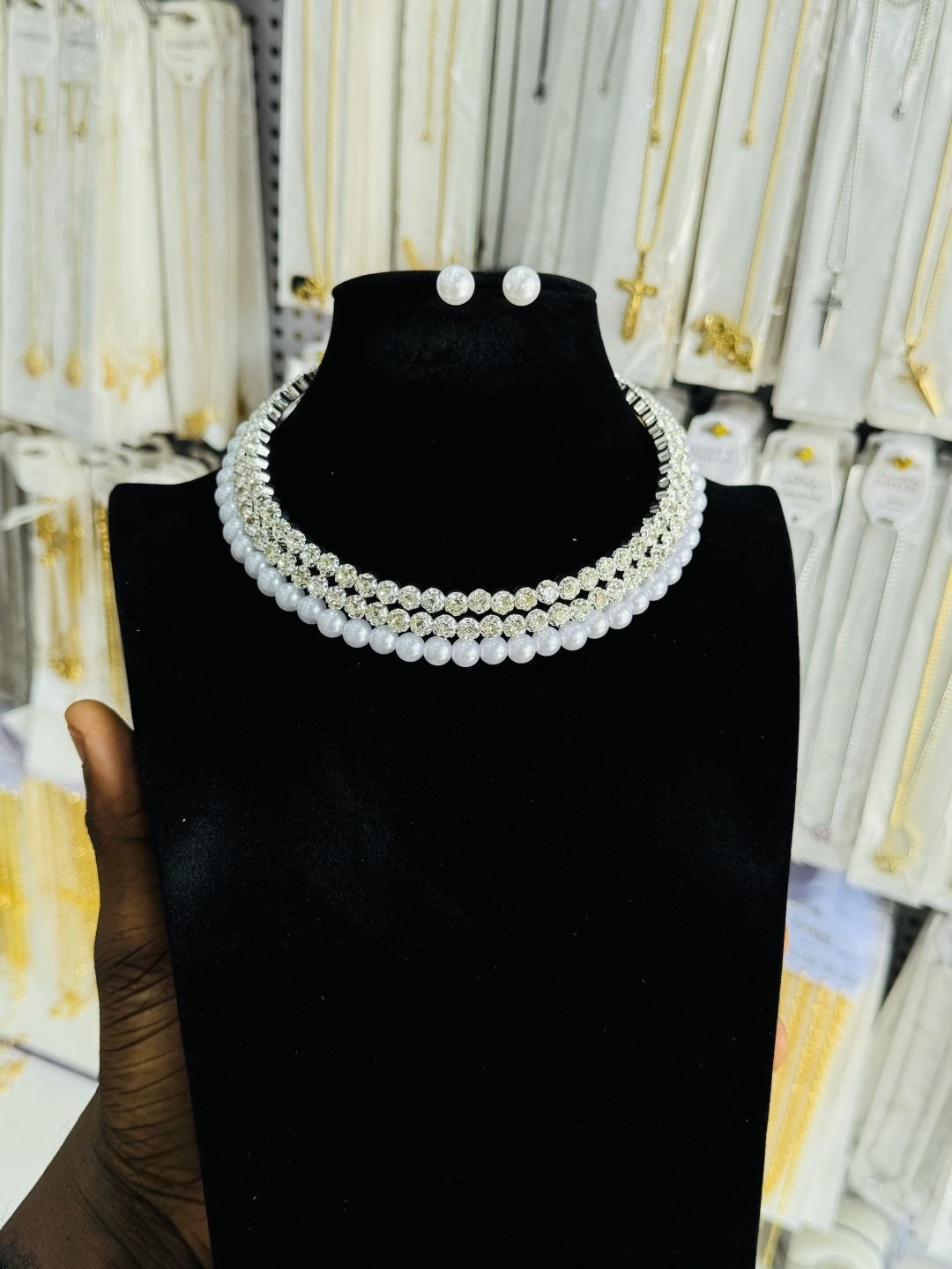 Silver Pearl stoned fashion bead set - Image 2