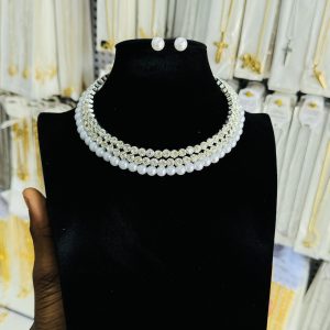 Silver Pearl stoned fashion bead set