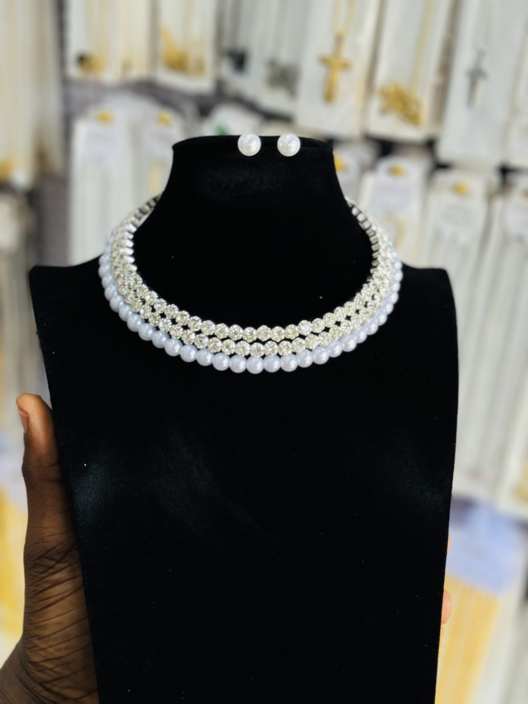Silver Pearl stoned fashion bead set - Image 3