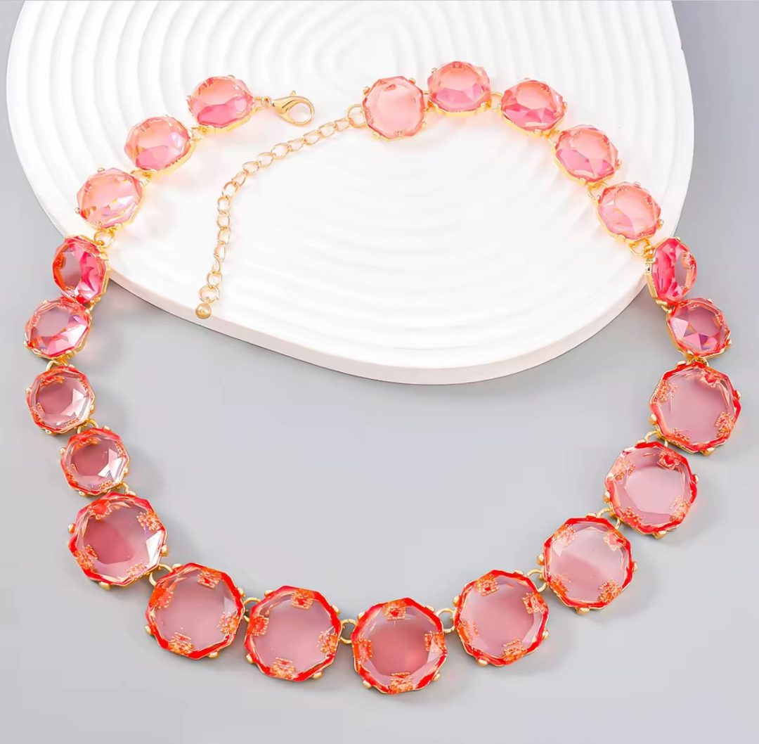 Pink translucent statement necklace