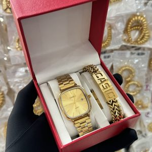 Casio gold bracelet and watch combo boxed