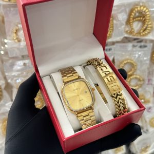 Casio gold bracelet and watch combo boxed