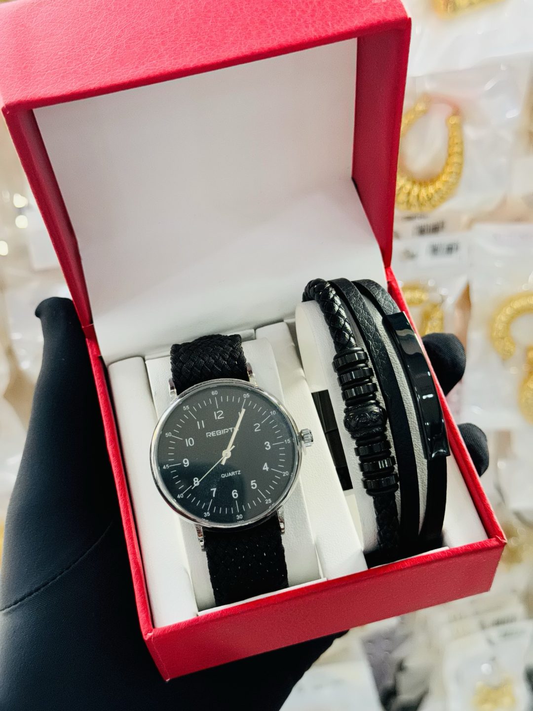 Rebirth black knitted watch bracelet make set boxed 001 - Image 4