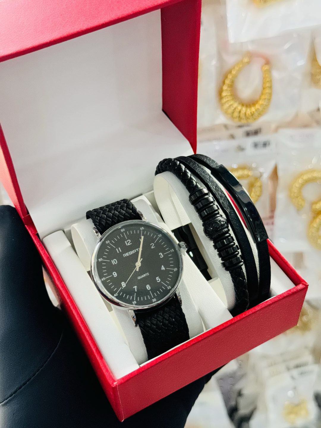 Rebirth black knitted watch bracelet make set boxed 001 - Image 3