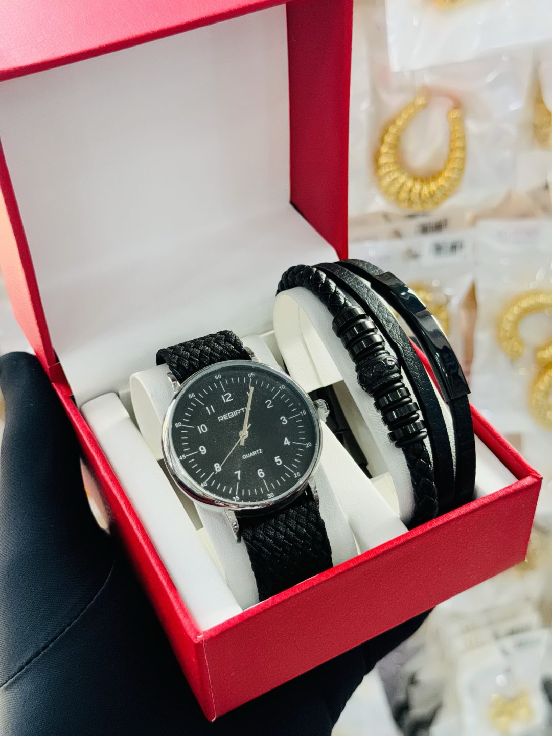 Rebirth black knitted watch bracelet make set boxed 001 - Image 2