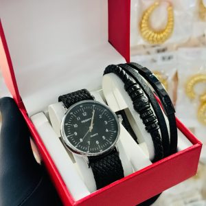 Rebirth black knitted watch bracelet make set boxed 001