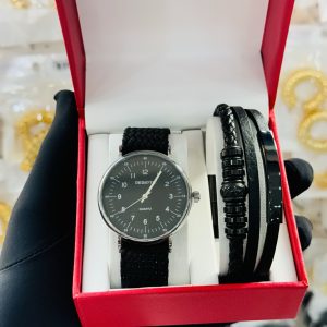 Rebirth black knitted watch bracelet make set boxed 001